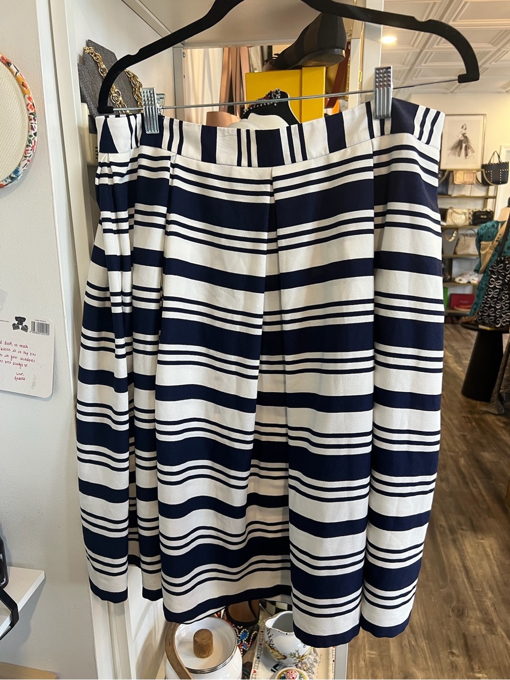 Roz & Ali Navy and White Striped Circle Skirt
